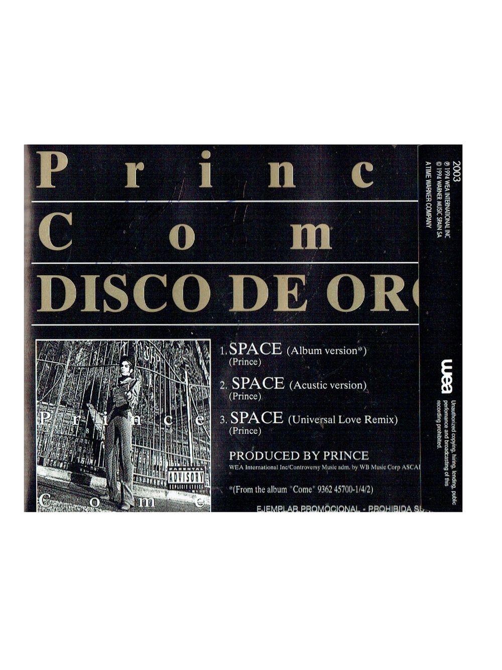 Prince Space Spanish Only Promotional 3 Track CD Single 1994 Unique Sleeve